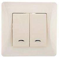 Выключатель 2-кл. СП Ugra 10А 250В с индикацией механизм беж. | код С11В28-003 | GUSI