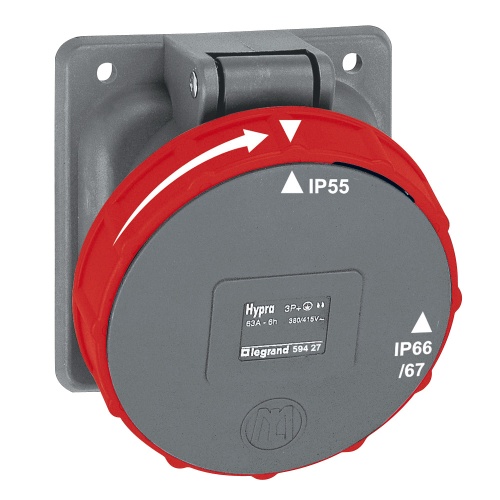 Встраиваемая розетка Hypra - IP 66/67-55 - 3К+3 - 63 А - пластик | код 059427 | Legrand Встраиваемая розетка Hypra - IP 66/67-55 - 3К+3 - 63 А - пластик | код 059427 | Legrand