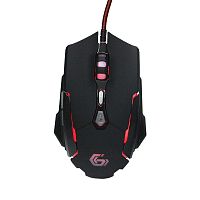 Мышь игровая Gembird MG-600, USB, черный, 6 кнопок+колесо-кнопка+кнопка Огонь, 3200 DPI, подсветка 4 цвета, программное обеспечение, кабель тканевый 1.8м | код MG-600 | Gembird