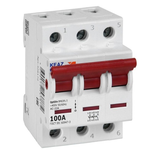 Выключатель нагрузки модульный OptiDin BM63PL-3100-УХЛ3 (ВМ63PL) | код. 328172 | КЭАЗ Выключатель нагрузки модульный OptiDin BM63PL-3100-УХЛ3 (ВМ63PL) | код. 328172 | КЭАЗ