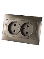 Розетка двойная 2П 10А 250В с защ. шт. бронза Лама TDM | код SQ1815-0712 | TDM