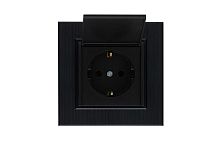 Розетка 1-м с крышкой Karea LINE STAR с заземл. чер. Makel 86054029