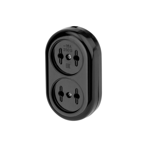 Колодка 2 гнезда карболитовая б/з 16 А, черная Rexant | код 11-8981 | REXANT