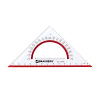 Треугольник пластиковый, угол 45, 13 см, BRAUBERG Crystal, с транспортиром, прозрачный, с выделенной шкалой, 210293 | код 210293 | BRAUBERG