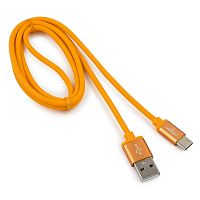 Кабель USB 2.0 Cablexpert CC-S-USBC01O-1M, AM/Type-C, серия Silver, длина 1м, оранжевый, блистер | код CC-S-USBC01O-1M | Cablexpert