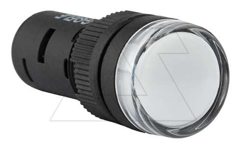 Индикатор светодиодный моноблочный AD16-16C, белый, LED 220VAC/DC, 16mm, IP50 | код AD16-16C/W28 | GQELE