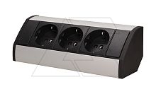 Блок розеточный угловой, 3x2P+E со шторками, накладной, кабель 0,6м, 3680вт, черный-алюминий | код OR-GM-9001-B.AL | ORNO