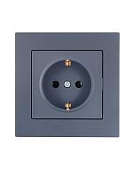 Розетка 1-м СП Vesna с заземл. защ. шторки ПБТ механизм графит LEZARD 742-3488-124B