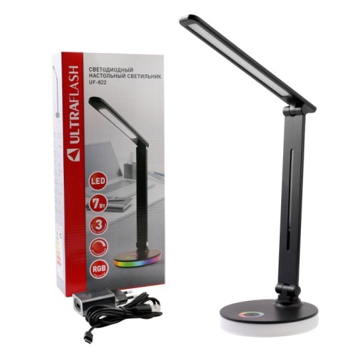 Светильник светодиодный настольный UF-822 C02 7Вт димм. 3 цвет. темп. RGB ночник черн. Ultraflash 15177 фото 11 Светильник светодиодный настольный UF-822 C02 7Вт димм. 3 цвет. темп. RGB ночник черн. Ultraflash 15177 фото 11