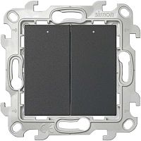 Выключатель двухклавишный с подвсеткой, графит | код 2450392-038 | Simon