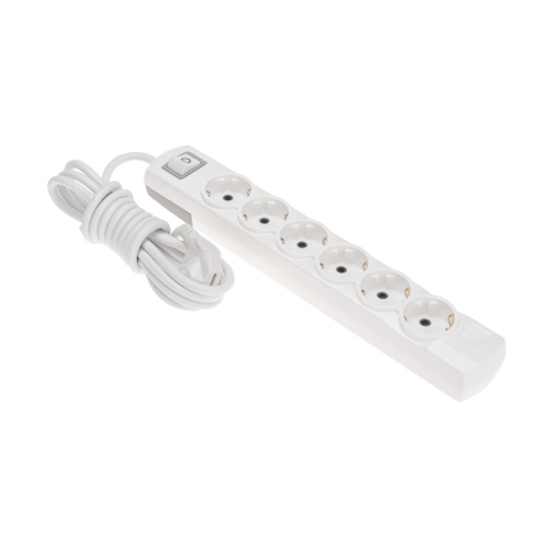 Удлинитель PREMIUM 6 гнезд, 3м, 3х1,5мм?, с/з, с выключателем, белый REXANT | код 13-4116 | REXANT