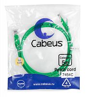 Cabeus PC-UTP-RJ45-Cat.5e-1m-GN Патч-корд U/UTP, категория 5е, 2xRJ45/8p8c, неэкранированный, зеленый, PVC, 1м | код 7454c | Cabeus