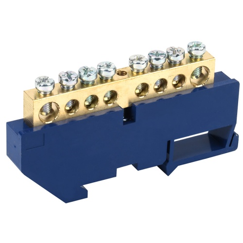 Шина N нулевая с синим изолятором на DIN-рейку 8x12 мм стойка бол. 8 групп REXANT | код 11-2347 | REXANT Шина N нулевая с синим изолятором на DIN-рейку 8x12 мм стойка бол. 8 групп REXANT | код 11-2347 | REXANT