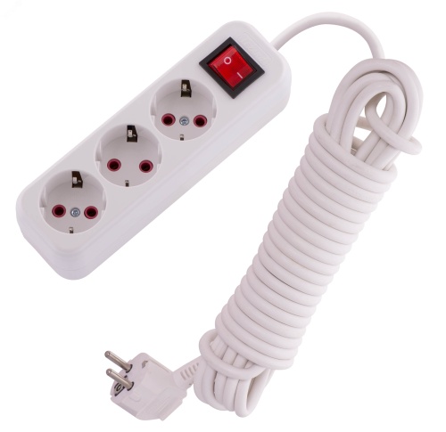 Удлинитель с заземлением 3 входа 7 метров с выключателем | код 720-0307-302 | Lezard