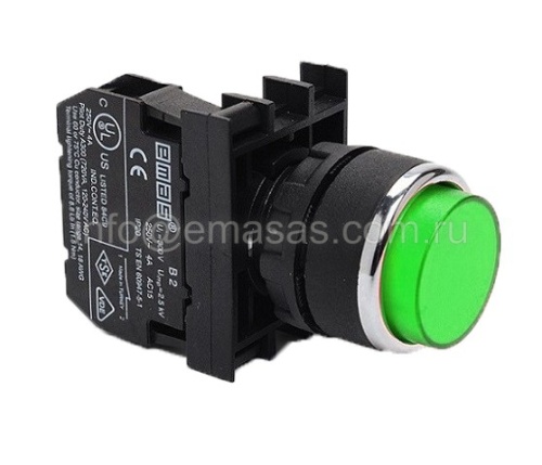 Кнопка выступающая с подсветкой неон зелёная (1НО) | код B130HY | EMAS Кнопка выступающая с подсветкой неон зелёная (1НО) | код B130HY | EMAS