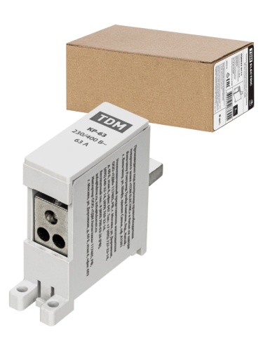 Клемма распределительная на DIN-рейку КР-63 1П 63А (3х10мм?) TDM | код SQ0823-0111 | TDM Клемма распределительная на DIN-рейку КР-63 1П 63А (3х10мм?) TDM | код SQ0823-0111 | TDM