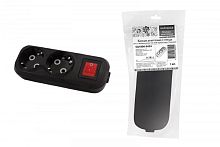 Колодка розеточная 2 гнезда 2П+3 c выключателем 16А 250В черная серии Народная | код SQ1806-0424 | TDM НАРОДНЫЙ