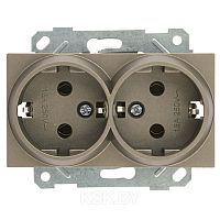 Rita - Розетка двойная 2x2P+E, (в комплекте с рамкой), антрацит | код 2220-202-0286 | Mutlusan