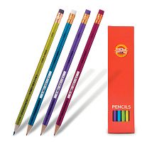 Карандаш чернографитный KOH-I-NOOR, 1 шт., Oriental , НВ, с резинкой, корпус ассорти, заточенный, 1372, 1372002012KSRU | код 180157 | KOH-I-NOOR