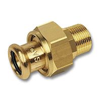 Сгон с плоским уплотнением бронза пресс 22 х 1/2' НР для медных труб (183332212) | код RG008TFBO97JSB | Sanha