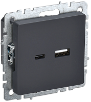 BRITE Роз. USB A+C 18Вт РЮ11-1-БрГ граф. IEK | код BR-U22-018-K53 | IEK