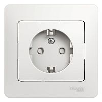 Розетка GLOSSA, скрытый монтаж, с заземлением, со шторками, белый | код. GSL000144 | Schneider Electric