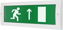 Оповещатель световой Молния-12 Человек вправо стрелка вверх в дверь зеленый фон | код Молния 12 ЧелВпСтрВвДв | Вистл