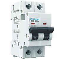 Автоматический выключатель HGD63U 2PMBS0000C 00002 2 полюса, 2А, ток к.з. 15kA, хар-ка B (STANDARD) | код 13.04.001265 | HYUNDAI