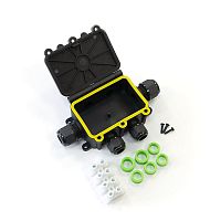 Коробка распределительная с откидной крышкой 6-вводная IP68 ПА66 40А 450В d3,5-12 мм 131х95х37 | код PR08.13155 | Промрукав