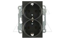 Rita - Розетка двойная 2x2P+E, черный мат | код 2200-202-0284 | Mutlusan
