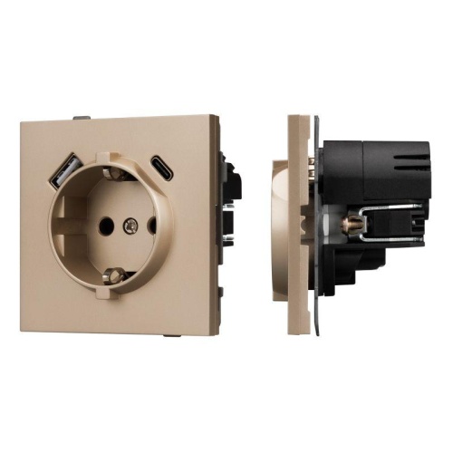 Механизм розетки с USB зарядкой SCT-TENDO-MUAC-PL-GD 230В 16А Arlight 054089