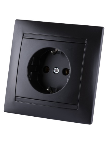Розетка 2П+З 16А 250В с защ. шт. графит Лама TDM | код SQ1815-0611 | TDM