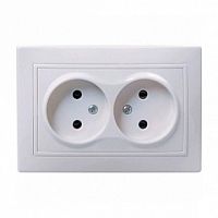 Розетка двухместная КВАРТА, скрытый монтаж, со шторками, белый | код. ERK20-K01-10-DM | IEK