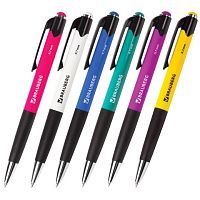 Ручка шариковая автоматическая с грипом BRAUBERG Concept, СИНЯЯ, корпус ассорти, узел 0,7 мм, линия письма 0,35 мм, 141156 | код 141156 | BRAUBERG