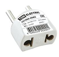 Переходник (тип С1-В - тип A/F) круглый 16A 250В белый TDM | код SQ1806-0085 | TDM