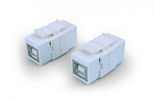 Вставка формата Keystone Jack с проходным адаптером USB 2 (Type B) ROHS белая, Hyperline KJ1-USB-B2-WH | код 247148 | Hyperline