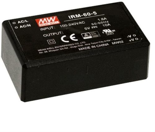 Источник питания AC-DC, 60Вт, вход 85...264В AC 47...440 Гц, выход 48В/1.25А, изоляция 3000В AC, в корпусе на плату 87x52x29.5мм, -30...+70C | код IRM-60-48 | MeanWell