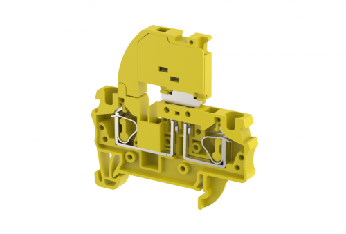 Клемма проходная пружинная 4 мм2 под предохранитель, на 2 подключения, желтая SQF4-YELLOW | код 2103190004 | Elmex