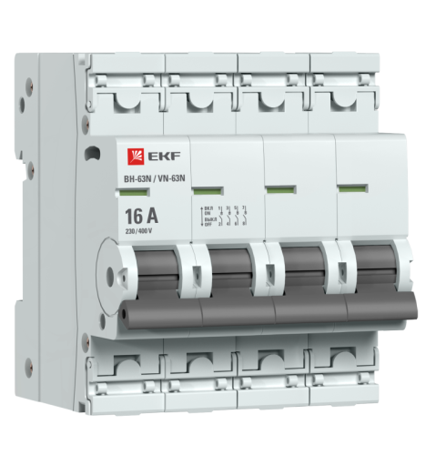Выключатель нагрузки 4п 16А ВН-63N PROxima | код S63416 | EKF Выключатель нагрузки 4п 16А ВН-63N PROxima | код S63416 | EKF