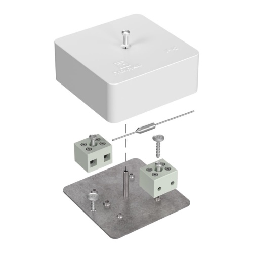 Коробка огнестойкая для кабель-канала 40-0450-FR6.0-4-П Е15-Е120 с термопредохранителем RAL9003 75х75х30 (87 шт/кор) Промрукав | код 40-0450-FR6.0-4-П | ПРОМРУКАВ