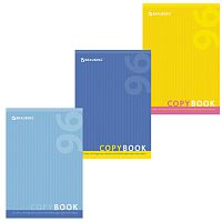 Тетрадь А4, 96 л., BRAUBERG скоба, клетка, обложка картон, ОДИН ЦВЕТ, 401880 | код 401880 | BRAUBERG