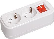 Колодка розеточная CLASSIC 2-местный, с выключателем, с заземлением, KYP11-16-02-00-ZK | код. KYP11-16-02-00-ZK | IEK