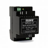 Блок итания, TELEOFIS DPS12-1212V, 1A, AC-DC, крепление на DIN-рейку, материал корпуса: - | код DPS12-12 | TELEOFIS