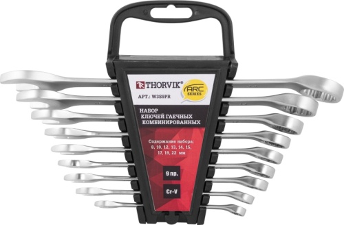 W3S9PR Набор ключей гаечных комбинированных серии ARC на держателе, 8-22 мм, 9 предметов | код W3S9PR | Thorvik