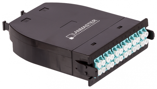 MPO кассета OM3, 24xLC, тип B, низкие потери, черная | код LAN-MCSB-2M-24LC/OM3 | LANMASTER MPO кассета OM3, 24xLC, тип B, низкие потери, черная | код LAN-MCSB-2M-24LC/OM3 | LANMASTER