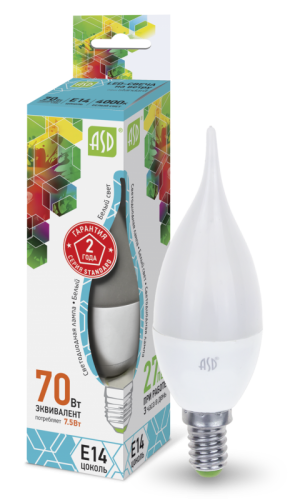 Лампа светодиодная LED-СВЕЧА НА ВЕТРУ-standard 7.5Вт 230В Е14 4000К 675Лм ASD | код 4690612004563 | ASD Лампа светодиодная LED-СВЕЧА НА ВЕТРУ-standard 7.5Вт 230В Е14 4000К 675Лм ASD | код 4690612004563 | ASD