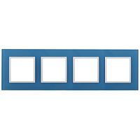 Рамка на 4 поста, стекло, Эра Elegance, голубой+бел, 14-5104-28 | код Б0034536 | ЭРА