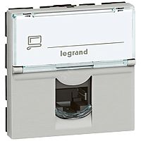 Mosaic Розетка RJ45 UTP кат.5е 2 модуля алюминий | код 79454 | Legrand