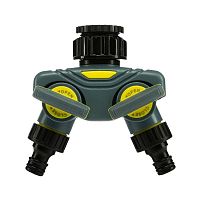 Разветвитель 2-х канальный на кран 1/2дюйм-3/4дюйм ЧЕТЫРЕ СЕЗОНА 62-0223-F