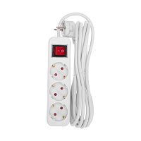 Удлинитель STANDARD 3 гнезда, 3м, 3х1,0мм?, с/з, с выключателем, белый REXANT | код 13-4013 | REXANT